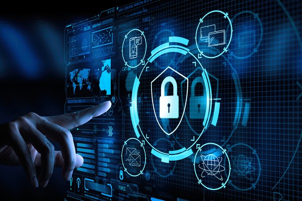 Biểu tượng bảo mật với các lớp bảo vệ dữ liệu và mã hóa